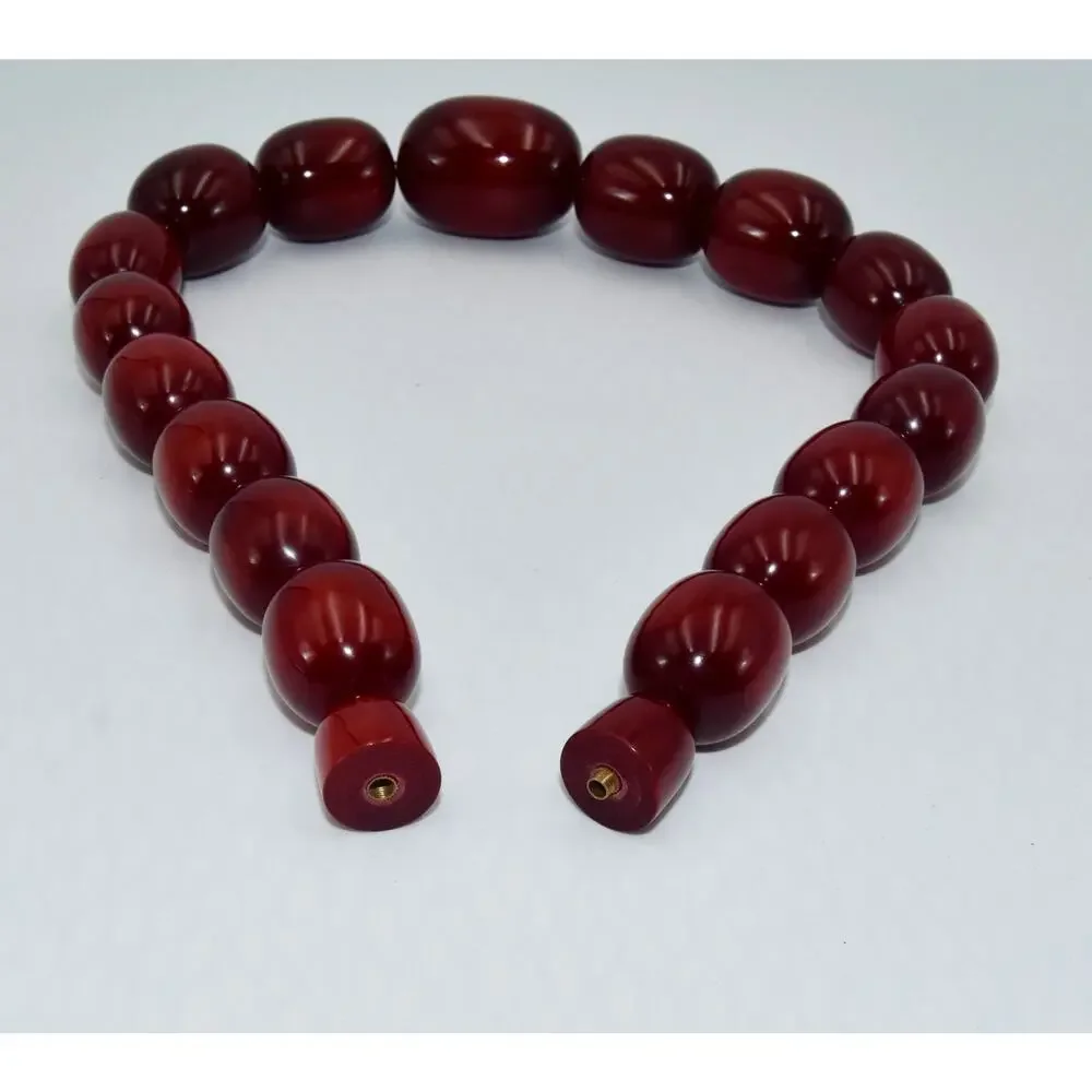 200g Bakelite Faturan Cherry Amber Rarity Sai Baba Beads Necklace
